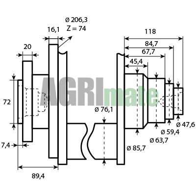 Technical drawing for CRANKSHAFT