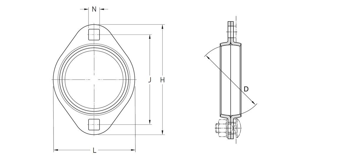 Technical drawing for STEEL OVAL FLANGED HOUSING
PFT 72