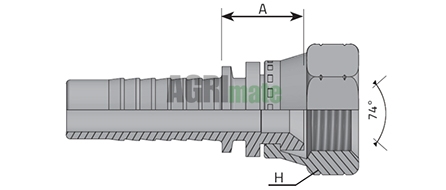 Technical drawing for SWAGE NIPPLE JIC 37° – FEMALE
1/2” – HOSE 3/16”
