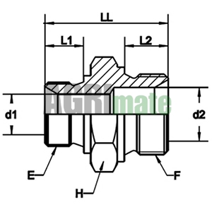 Technical drawing for ADAPTOR
M 1/2” BSP – M 3/4” BSP