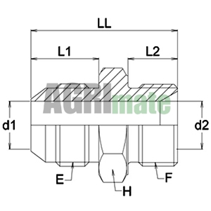 Technical drawing for ADAPTOR
M 7/8” JIC – M 3/8” BSP