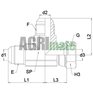Technical drawing for L ADAPTOR
M 9/16” JIC – M 9/16” JIC – FS 9/16” JIC