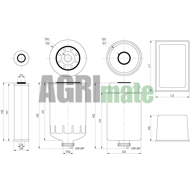 Technical drawing for FUEL FILTER ELEMENT