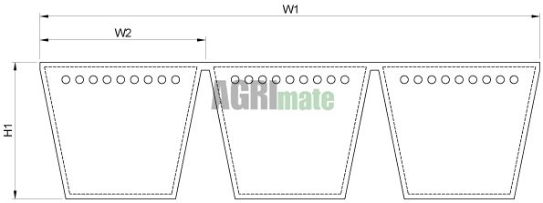 Technical drawing for DOUBLE V-BELT