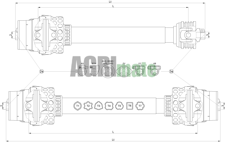 Technical drawing for STANDARD DRIVE SHAF WITH ANGLE W2480 – L 1210 MM
1” 3/8-6Z – 80° x 1” 3/8-6Z – 1bGA/2aG