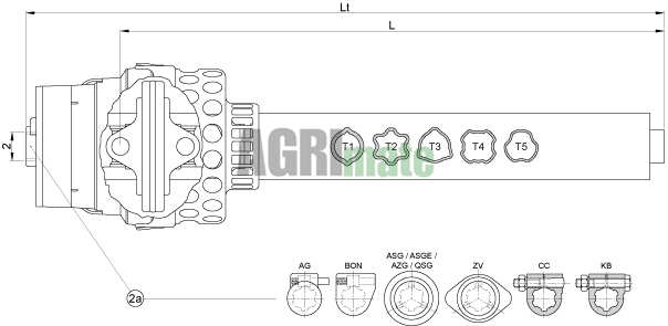 Technical drawing for STANDARD HALF DRIVE SHAF WITH ANGLE W2380 L = 1125
1” 3/8-6Z – 80° x OvGA