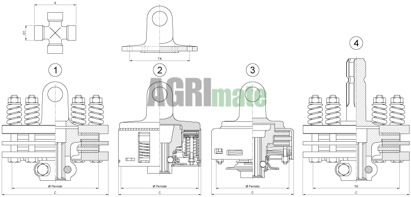 Technical drawing for DISC FRICTION CLUTCH WITH SPRINGS
1” 3/8-6Z – 40 daNm – K94/1 – 22 x 55