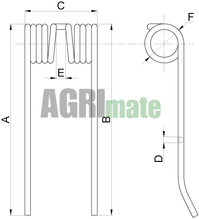 Technical drawing for PICK-UP TINE
185 x 95 x 5 mm