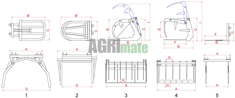 Technical drawing for BALE FORK
800 KG / EURO