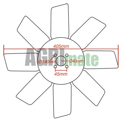 Technical drawing for FAN BLADE
Ø 406 MM – 8 BLADES
