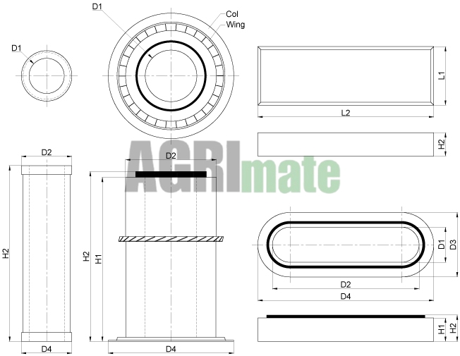 Technical drawing for OUTER AIR FILTER