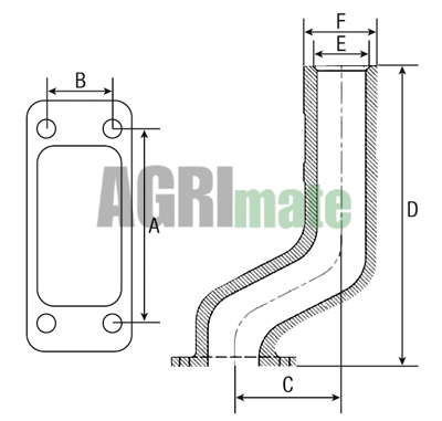 Technical drawing for EXHAUST ELBOW