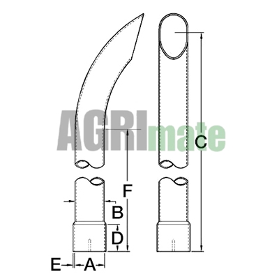 Technical drawing for EXHAUST PIPE
INTAKE Ø 75.4 – L 1742 MM