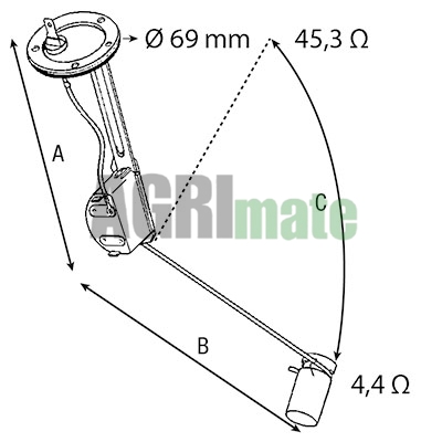 Technical drawing for FUEL SENDER UNIT
Ø 69 MM
