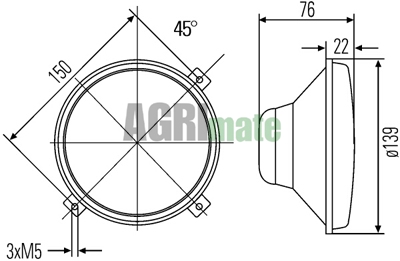 Technical drawing for HEADLIGHT OPTIC
FRONT – Ø 139 MM – RH