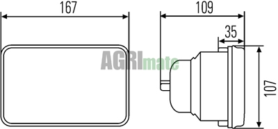 Technical drawing for HEADLIGHT OPTIC
FRONT – 165 x 106 mm – LH/RH- H4