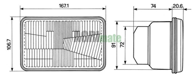 Technical drawing for HEADLIGHT OPTIC
LH DRIVE – 167 X 107 MM
