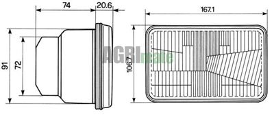 Technical drawing for HEADLIGHT OPTIC
RH DRIVE – 167 X 107 MM