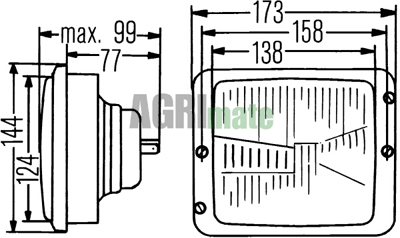 Technical drawing for HEADLIGHT OPTIC
FRONT – 138 X 124 MM – WITHOUT PARKING LIGHT