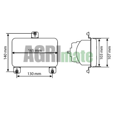 Technical drawing for HEADLIGHT OPTIC
FRONT – LH DRIVE – 165 X 107 MM