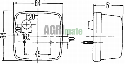 Technical drawing for FRONT LIGHT
84 X 84 MM