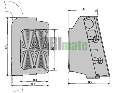 Technical drawing for FRONT LIGHT
RH -173 X 110 MM