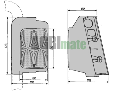 Technical drawing for FRONT LIGHT
LH – 173 X 110 MM