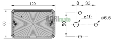 Technical drawing for FRONT LIGHT
LH/RH – 120 X 80 MM