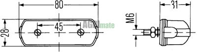 Technical drawing for NUMBER PLATE LIGHT
80 X 28 X 31 MM