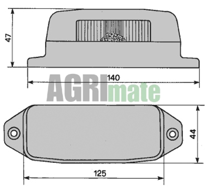Technical drawing for NUMBER PLATE LIGHT
125 X 44 X 47 MM