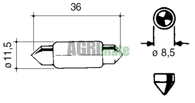 Technical drawing for SHUTTLE BULB
12V – 5W – SV8.5 – C5W