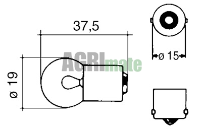 Technical drawing for BULB
12V – 10W – BA15S – R10 – 10 PCS