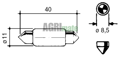 Technical drawing for SHUTTLE BULB
12V – 10W – SV8.5-8 – C5W