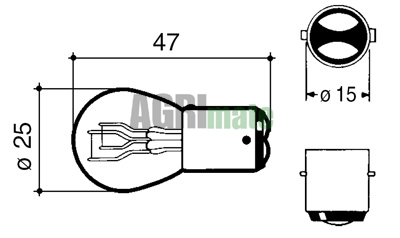 Technical drawing for BULB
12V – 21/5W – BAY15D – P21/5W – 10 PCS