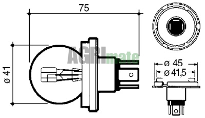 Technical drawing for BULB
12V – 45/40W – P45T – R2 – ASYMMETRICAL