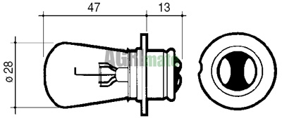 Technical drawing for BULB
12V – 40/50W – P36D -P21W