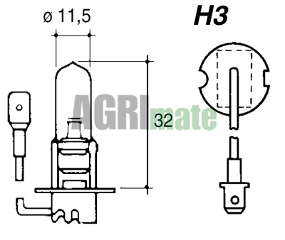 Technical drawing for HALOGEN BULB
24V – 70W – PK22S – H3