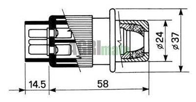 Technical drawing for PLASTIC PLUG
3 PINS – 12/24V – MALE