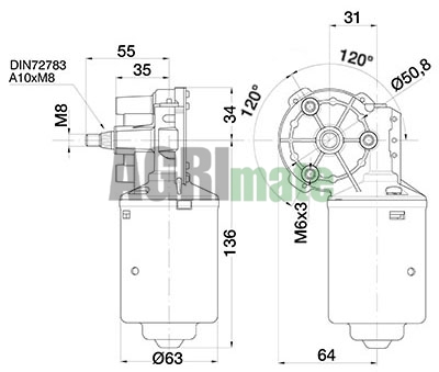 Technical drawing for WIPER MOTOR
12 V – 360 °