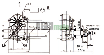 Technical drawing for WIPER MOTOR
12 V – 85 °