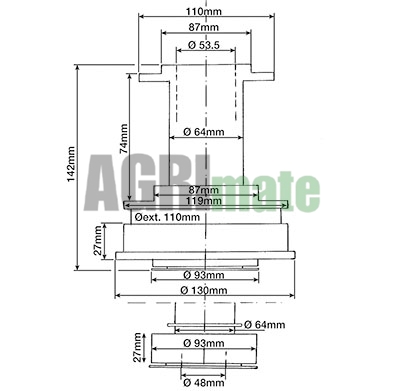 Technical drawing for KIT WITH BEARINGS – REP. VALEO 3L – Ø 310/310 + BOLTS
DRI.CERA RIGID 16 Z – PTO ORGA RIGID 10 Z