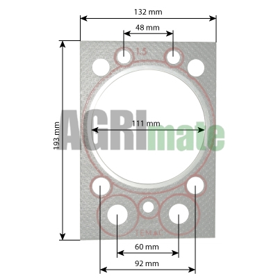Technical drawing for CYLINDER HEAD GASKET
1.50 MM – Ø 111 MM