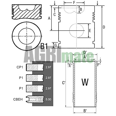 Technical drawing for PISTON-LINER KIT
Ø 100 MM