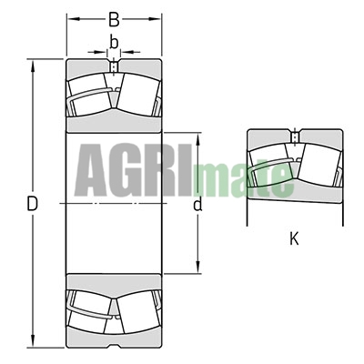 Technical drawing for SPHERICAL ROLLER BEARING
22211