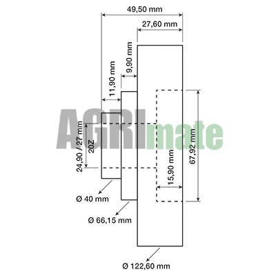 Technical drawing for PTO DRIVE PLATE
Ø 25.9 X 122.85 X 49.17 MM