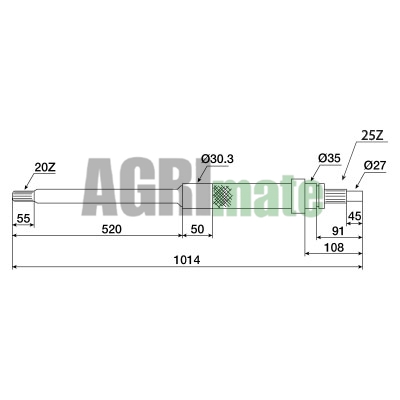 Technical drawing for PTO DRIVE SHAFT
L 1013 mm – Z=20
