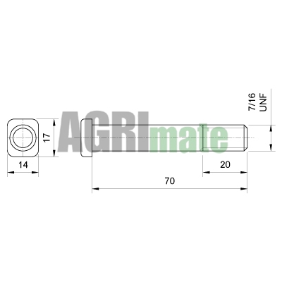 Technical drawing for CONNECTING ROD BOLT
7/16”UNF – L 70 MM