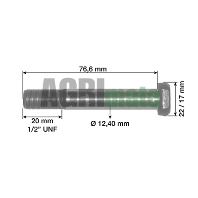 Technical drawing for CONNECTING ROD BOLT
1/2”UNF – Ø 12.40 MM – L 76.6 MM
