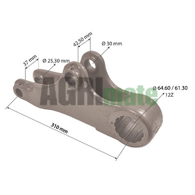 Technical drawing for ROCKSHAFT LIFT ARM
L 310 MM – 12 Z – LH CAT.3