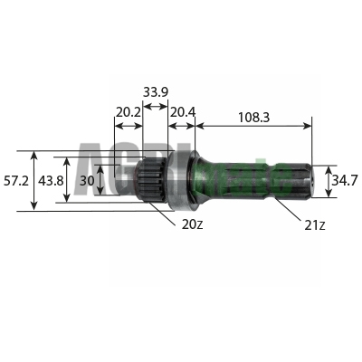 Technical drawing for PTO SHAFT
1” 3/8 – Z=21 – L 185 mm